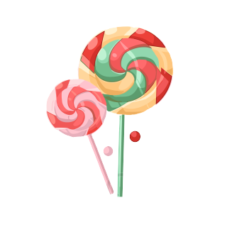透明背景的糖果棒棒糖插画