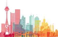 透明背景城市建筑轮廓矢量图