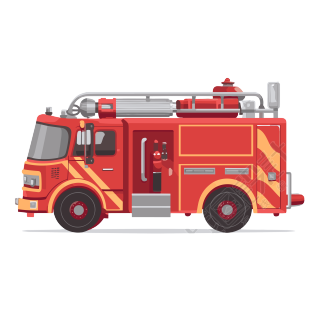 可商用透明背景消防车插画设计