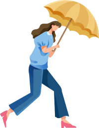 精致上班女生雨天打伞插画素材