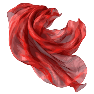 透明背景红丝巾在风中飘动的动画GIF图，仿真油画风格