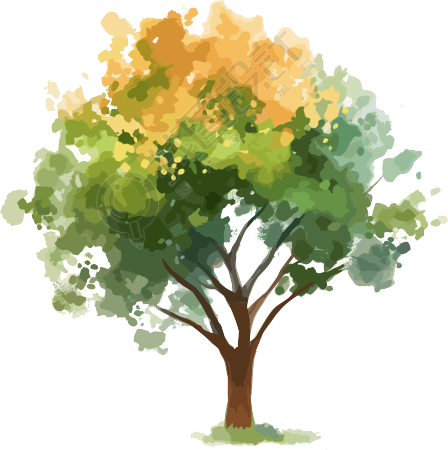 简洁水彩树矢量插画元素