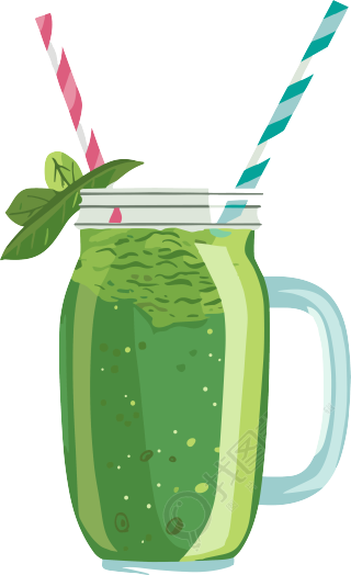 绿色透明饮品插画设计元素图片