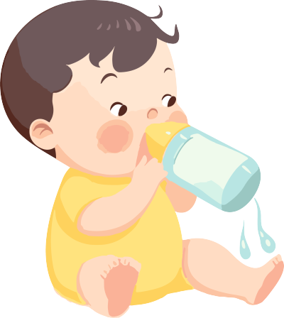 抱着奶瓶喝奶的宝宝图形素材