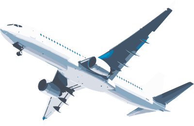 低角度蓝色背景飞机PNG素材