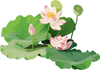 清新莲花和莲叶元素