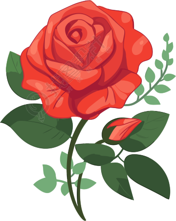 红色玫瑰插画设计
