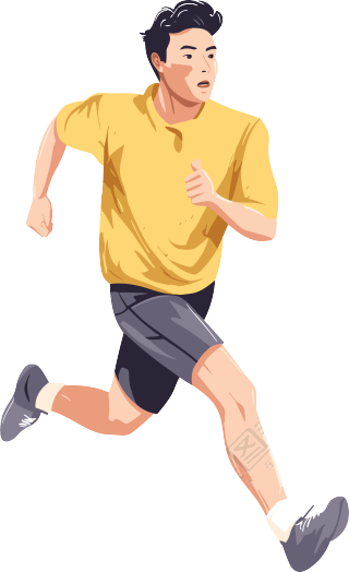 男人白色黄色衬衫奔跑插画元素