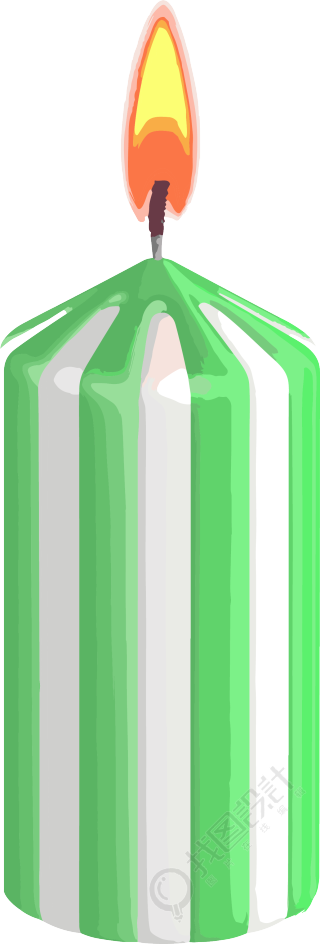 绿色条纹生日蜡烛PNG素材