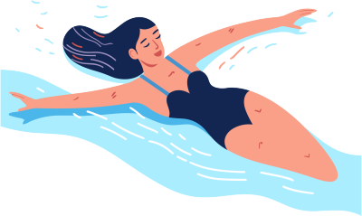 蓝色游泳插画女孩矢量设计