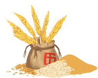 白色背景下的麦袋和麦穗平面插画