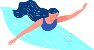 蓝色游泳插画女孩矢量图设计