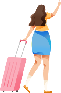 行李箱旅游的女生元素