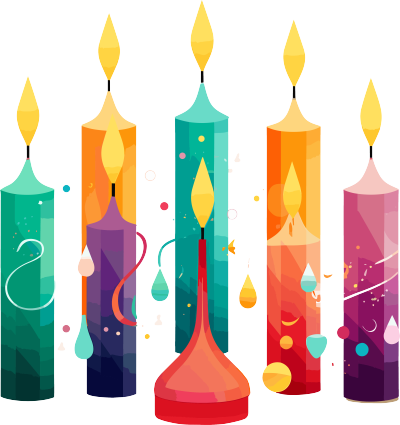 六个彩色生日蜡烛的图形设计插画素材