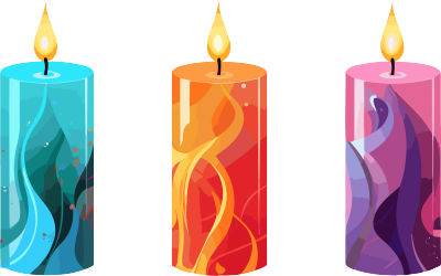 六个彩色生日蜡烛的图形设计插画素材