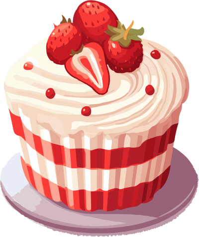 美味草莓蛋糕插画元素