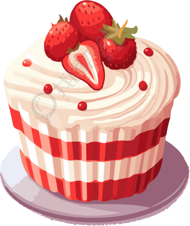 美味草莓蛋糕插画元素