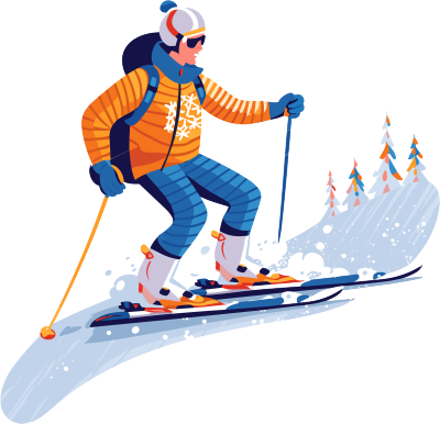 刺激的滑雪场地滑雪矢量插画