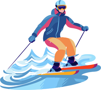 冬日滑雪运动员滑雪矢量插画