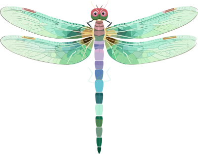 透明背景下的绿色蜻蜓插画