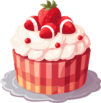 草莓蛋糕插画设计素材