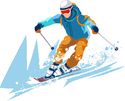 滑雪运动员滑雪矢量插画