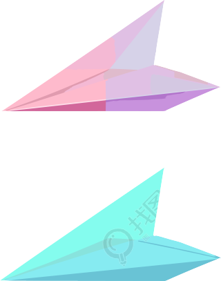 简约插画粉色蓝色纸飞机设计素材
