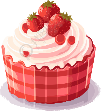 粉色草莓蛋糕插画素材