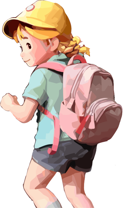动漫风格背粉色书包的女孩PNG插画
