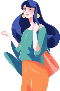 女性透明背景的平面插画设计