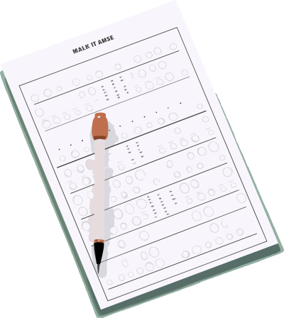 透明背景的矢量粉彩答题卡元素