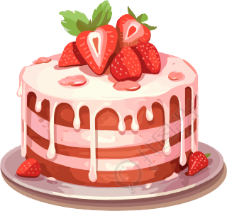 可商用草莓蛋糕插画设计
