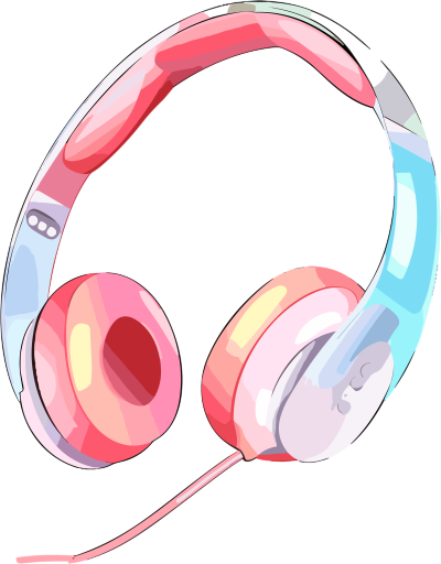 透明背景粉色耳机矢量插画设计素材
