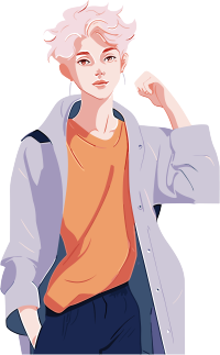 帅气男生透明背景插画素材