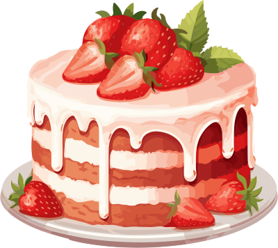草莓蛋糕插画设计