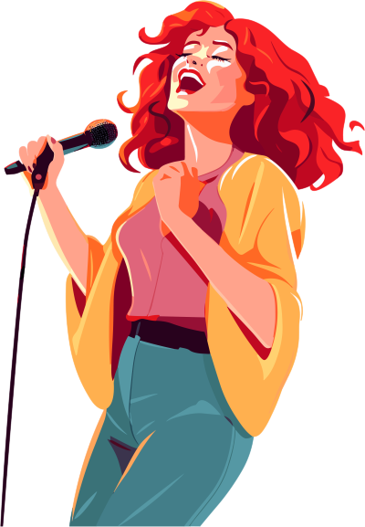 红发女子唱歌插画