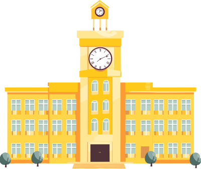 动态GIF图形素材黄色学校大楼时钟