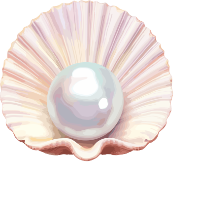 粉彩色调下的贝壳内一颗珍珠插画
