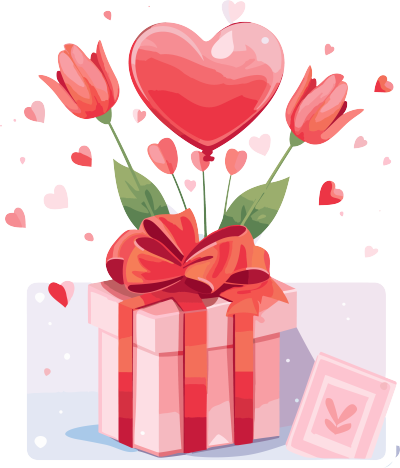 动态GIF白色背景情人节卡片带开礼物和鲜花
