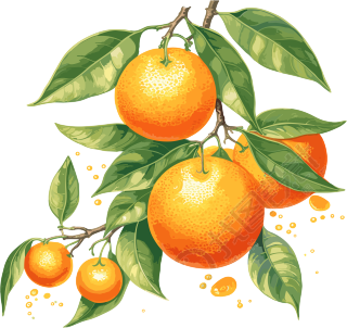 现代欧洲水墨风格的橙子PNG素材