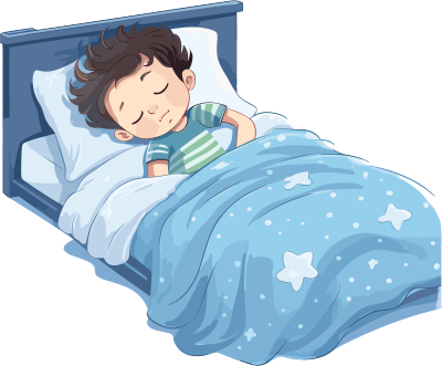 梦境插画睡觉中的男孩PNG素材