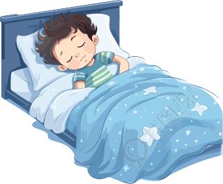 梦境插画睡觉中的男孩PNG素材