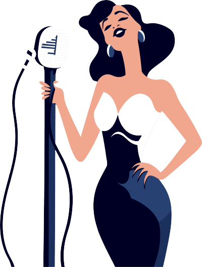 卡通女子唱歌插图