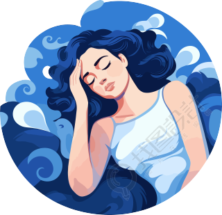 浅蓝色背景睡着的女人PNG元素