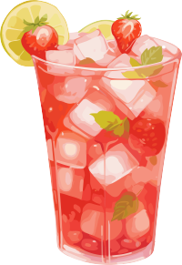 高清插画草莓饮料