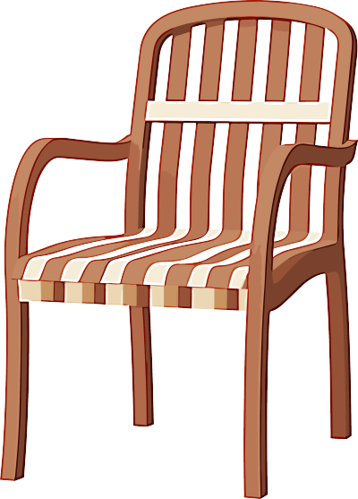 轻奢风格条纹带垫木质椅创意插画设计元素