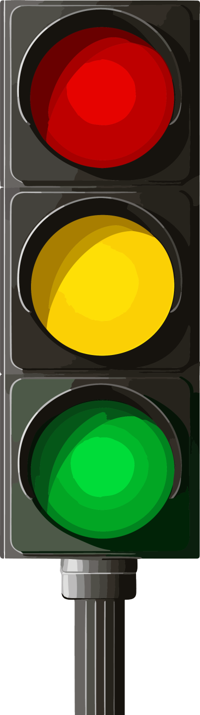 暗黄色和浅翠绿风格的交通信号灯矢量图
