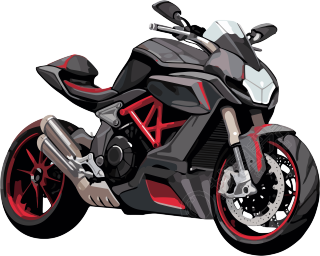 黑灰与深红色风格的摩托车插画素材