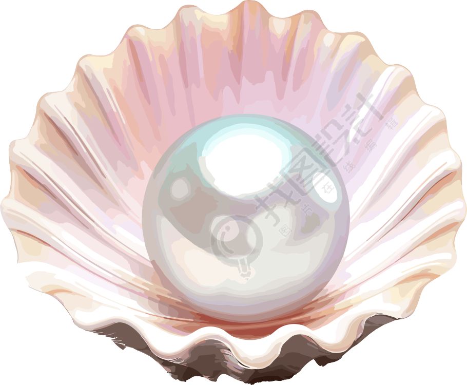 寓意丰富的单颗珍珠贝壳内部图案设计