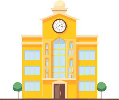 动态图形素材黄色学校建筑带时钟